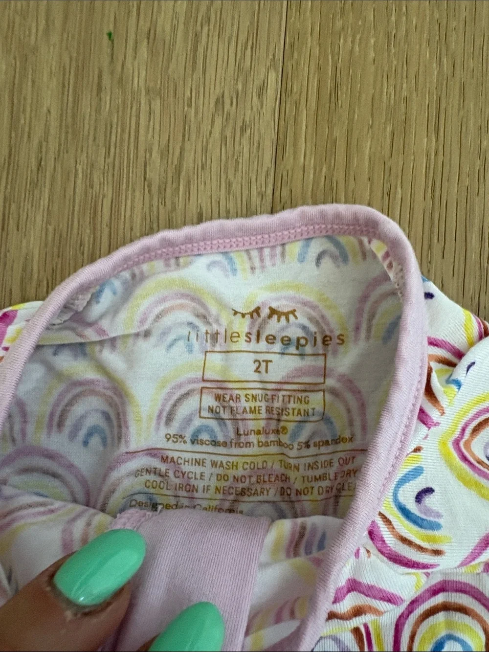 NWOT little Sleepies Rainbows Zippy